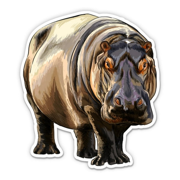Hippopotamus Hippo - 3" Vinyl Sticker - For Car Laptop Water Bottle Phone - Waterproof Decal