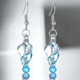thumbnail image 3 of Besheek Murano-inspired Sterling Silver Aqua Blue and Clear Tornado Twirl Glass Earrings, 3 of 5