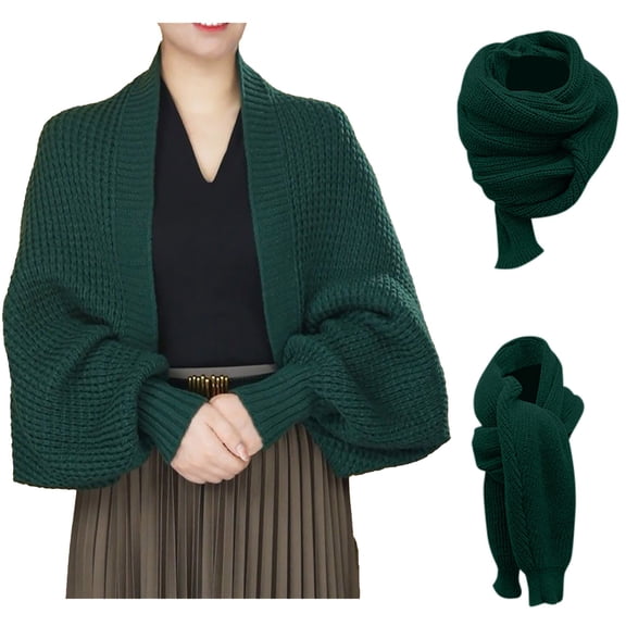 HJYCHN Head Scarf Women Fashion Knitted Shawl Loose Long Sleeve Cardigan Functional Scarf Scarves Shawls for Women Green One Size