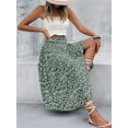 thumbnail image 3 of Women'S Print Long Skirts High Waist Split A Line Full Length Maxi Skirt Green M, 3 of 8