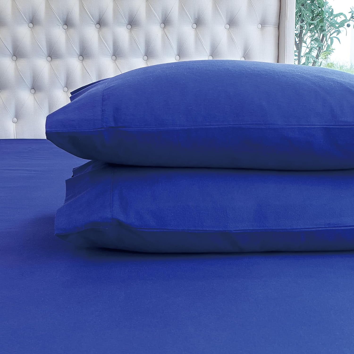 Elegant Comfort Soft 4-Piece Cotton Flannel Sheet Set -Deep Pocket Fitted Sheet, Flannel Sheets - King, Royal Blue