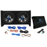 Rockville RV10.2B 1000w Dual 10" Car Subwoofer Enclosure+Mono Amplifier+Amp Kit
