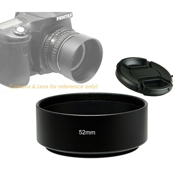 52mm Lens Hood, 52 mm Hood, Fotasy Metal 52 mm Hood Shade, 52mm Lens Hood for Canon Fuji Leica Leitz Nikon Olympus Panasonic Pentax Sony Lens, 52mm Screw-in Lens Hood