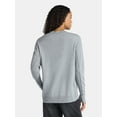 thumbnail image 3 of Time and Tru Women's Ribbed Panel V-Neck Sweater with Long Sleeves, Midweight, Sizes XS-XXXL, 3 of 5