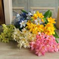 thumbnail image 5 of HEVIRGO Lovely Artificial Mini Lily Flower Bouquet Home Wedding Decor 24 Flowers on 1 Piece, Green, 5 of 8