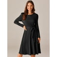 thumbnail image 2 of DARING DIVA Puff Long Sleeve Tie Waist Knee Length Dress XL Black, 2 of 6