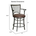 thumbnail image 3 of Bayview Metal Swivel Counter Stool with Coach Brown Microsuede Seat, 3 of 9