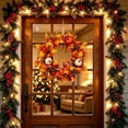 thumbnail image 5 of 18.11 inch Fall Wreaths for Front Door Outside,Autumn Wreath for Home Decoration,Fall Door Wreaths with Pumpkins Berries Maple Leaves for Thanksgiving Halloween Decorations Home Fall Decor,Z0-Orange, 5 of 9