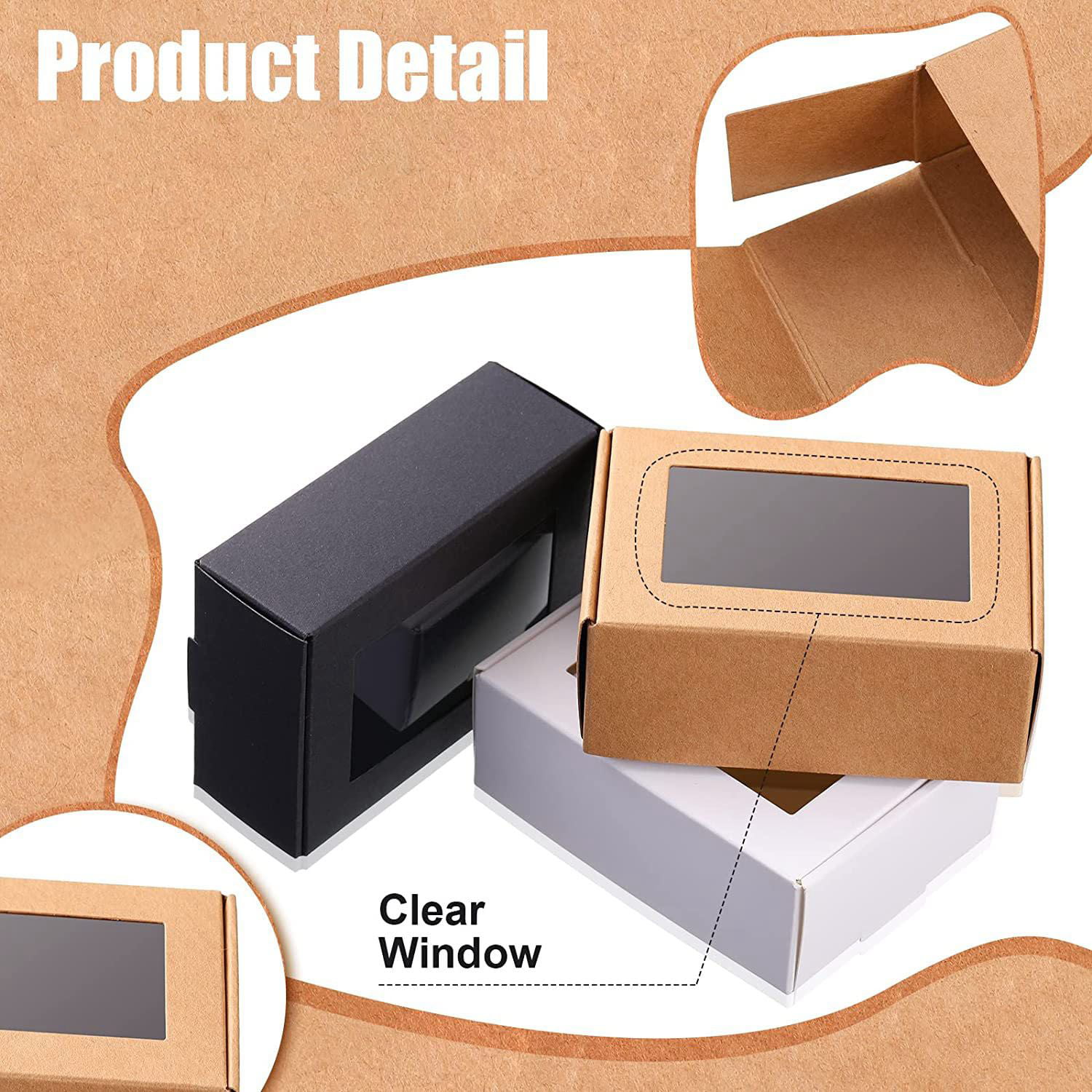 30 Pieces Mini Kraft Paper Box with Window Soap Packaging Boxes Present Packaging Box Treat Box for Homemade Soap Favor Treat Bakery Candy White,3.34 x 2.36 x 1.18 Inch 