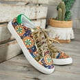 thumbnail image 4 of Womens Canvas Shoes VIntage Bohemian Print Lace up Tennis Shoes Low Top Fashion Sneakers Casual Skateboard Athletic Shoes Gold Size 8.5, 4 of 6
