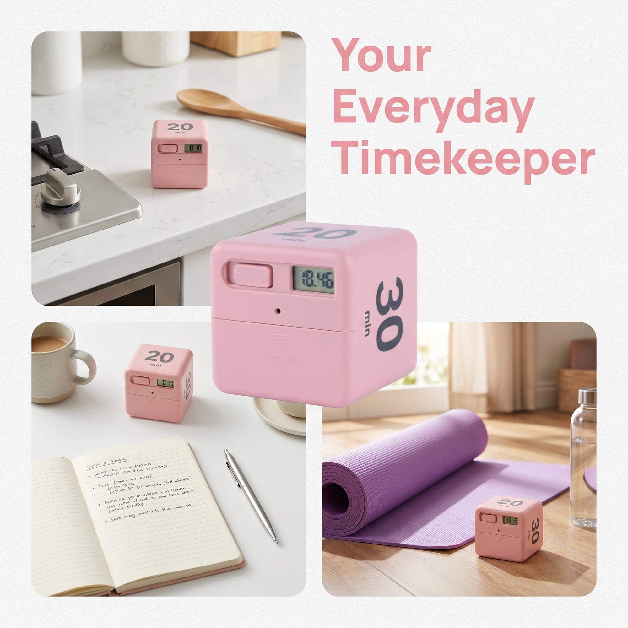 Unique Bargains 60 Minute Kitchen Timer, Digital Visual Timer for Students and Adults Pink