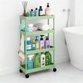 thumbnail image 7 of Pinksheep Slim Rolling Storage Cart, 4Tier Bathroom Organizer Utility Carts Shelving Unit with Wheels for Kitchen, Green, 7 of 7