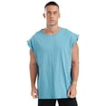 thumbnail image 2 of Doomiva Men's Sleeveless Muscle Shirts Workout Athletic Tank Tops Cap Sleeve Solid Casual T-Shirt Light Blue M, 2 of 7