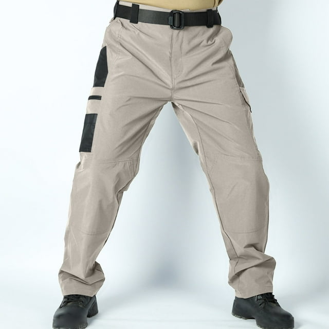 Ceisia Pantalon Cargo Extérieur pour Hommes, Coupe Ajustée, Légèrement Grand, Mélange Nylon-Spandex, Taille Ajustable, Ceinture, Patch Renforcé, Taille Mi-Haute, Pantalon de Travail