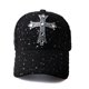 thumbnail image 1 of Gorra de béisbol lisa de algodón con parche cruzado de strass, 1 of 4