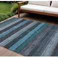 thumbnail image 2 of HomeRoots 623251 10 x 14 ft. Teal, Blue & Gray Striped Washable Transitional Indoor & Outdoor Rectangle Area Rug, 2 of 9