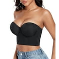 thumbnail image 5 of Exerin Women's Longline Strapless Bra Anti Slip Bustier Underwire Full Coverage Corset Top(42DD,Black), 5 of 7