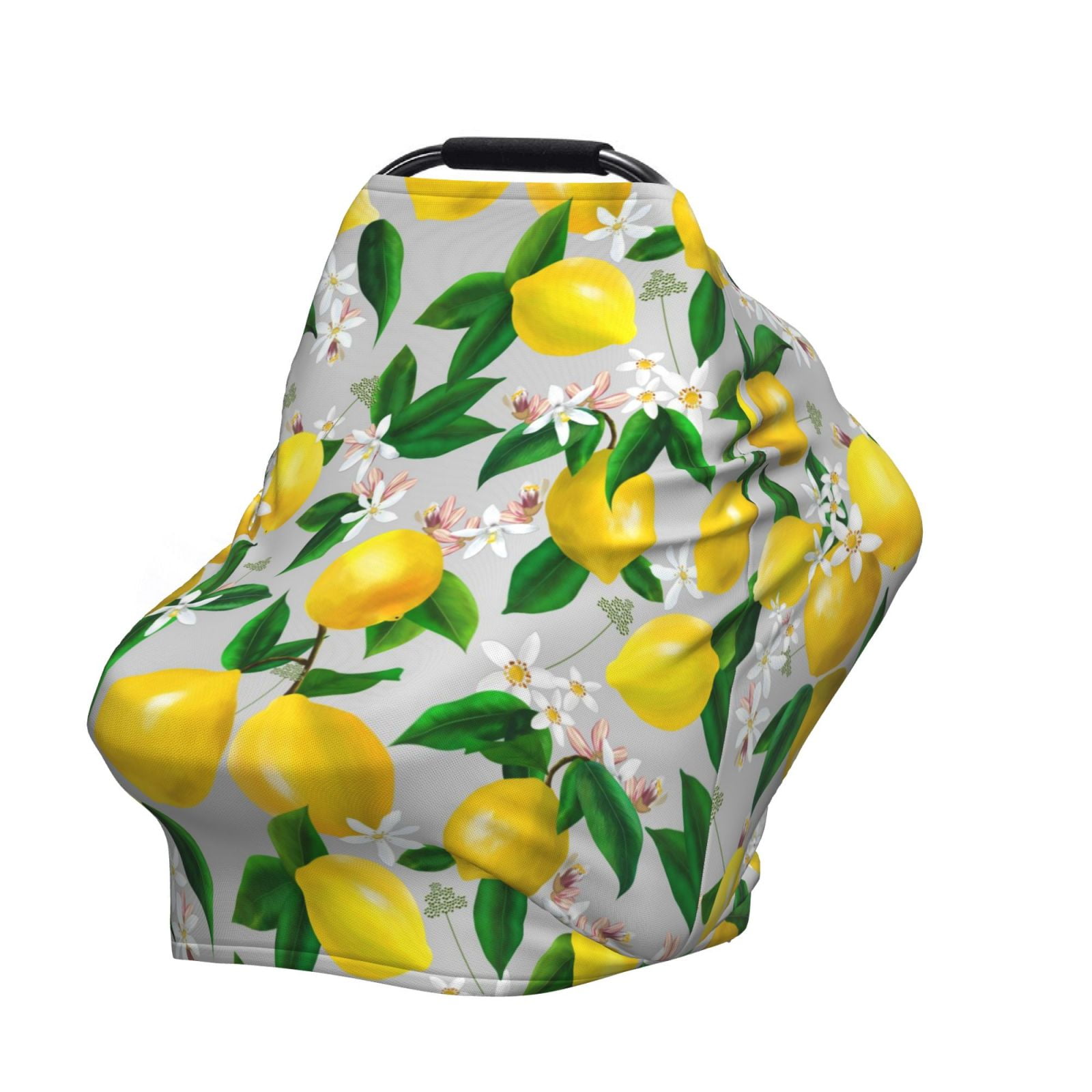 Fotbe Lemon Seamless Pattern Oil Painting Effect Pattern Car Seat Covers for Babies, Nursing Breastfeeding Cover Infant Carseat Canopy, Soft Stretchy Carrier Cover