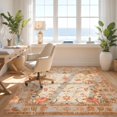 thumbnail image 3 of Design&I 8'x10' Washable Area Rug Boho Distressed Vine Geometric Border Southwestern Stripe Motif for King Size Bedroom, Under Bed, Sleek Flatweave Pet Friendly, 3 of 7