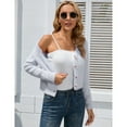 thumbnail image 2 of Yesfashion women's short cardigan V-neck long sleeve soft knit ribbed short top shawl sweater, 2 of 5