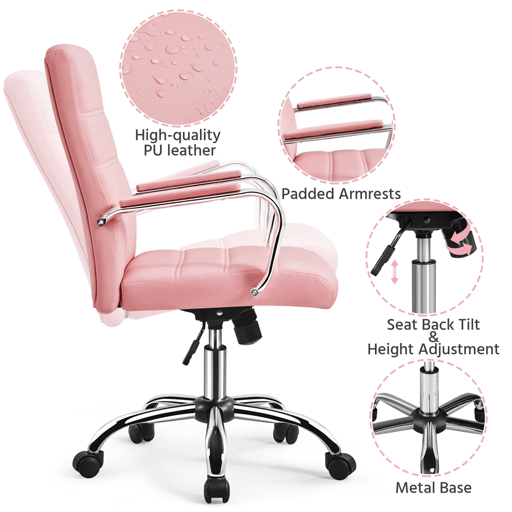 Renwick 2PCS Mid-Back Office Chair, Pink
