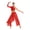 Red, variant on Women Lyrical Dance Costumes 2 Piece Outfit Single Long Sleeve Tank Crop Tops with Mesh Wide Leg Pants Set Red XXL
