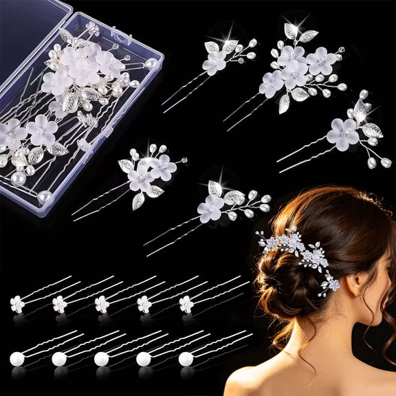 Rhinestone Bride Hair Pins, Silver Wedding Hair Accessories Barrettes for Women Bridesmaids, 15 Pcs