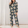thumbnail image 2 of Pofeuu Cute Poached Eggs Print Womens Pajamas Set Long Sleeve Sleepwear Button Down Nightwear Soft Pj Lounge Sets Button Down Pajamas Women-XX-Large, 2 of 7