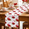 thumbnail image 5 of Red Roses Table Runner - 70 Inch Long Valentine's Day Floral Love White Country Cotton and Linen Blended Dress Scarves Farmhouse Table Runner for Kitchen Dining, Coffee Table, 13" x 70", 5 of 8