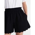 thumbnail image 5 of Time and Tru Women's Linen Blend Shorts with Scalloped Hem, Sizes XS-XXXL, 5 of 6