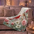 thumbnail image 5 of Cardinal Pair With Pink Roses, Romantic Naturalistic Botanical Illustration, Anniversary Gift for Bird And Rose Enthusiasts, Cozy Flannel Blanket and Home Decor for Living Room and Bedroom, 5 of 7
