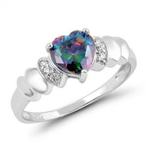 CHOOSE YOUR COLOR Multi-color CZ Chic Heart Promise Ring Sterling Silver Band Black Female Size 5