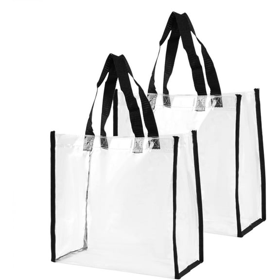 Yoqb , 2 Pack Clear PVC Plastic Tote Bag Stadium Approved 12 x 6 x 12With Handles for Work Gym Beach Sports A109
