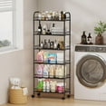 thumbnail image 3 of 6 Tier Slim Storage Cart with Wheels, Metal Mobile Shelving Unit Organizer Utility Cart for Office Bathroom Kitchen Laundry Room Narrow Places (10inches), 3 of 17