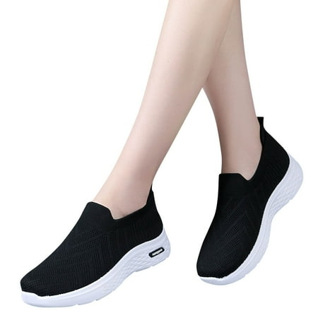 Oyedens Womens Walking Shoes Comfort Elastic Slip on Sock Work Shoes Platform Air Cushion Running Sneakers