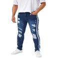 thumbnail image 3 of MesaSe Men Slim Jeans  Side Stripe Print Mid Waist Zip Ragged Button Straight Jeans Casual Pencil Trousers, 3 of 6