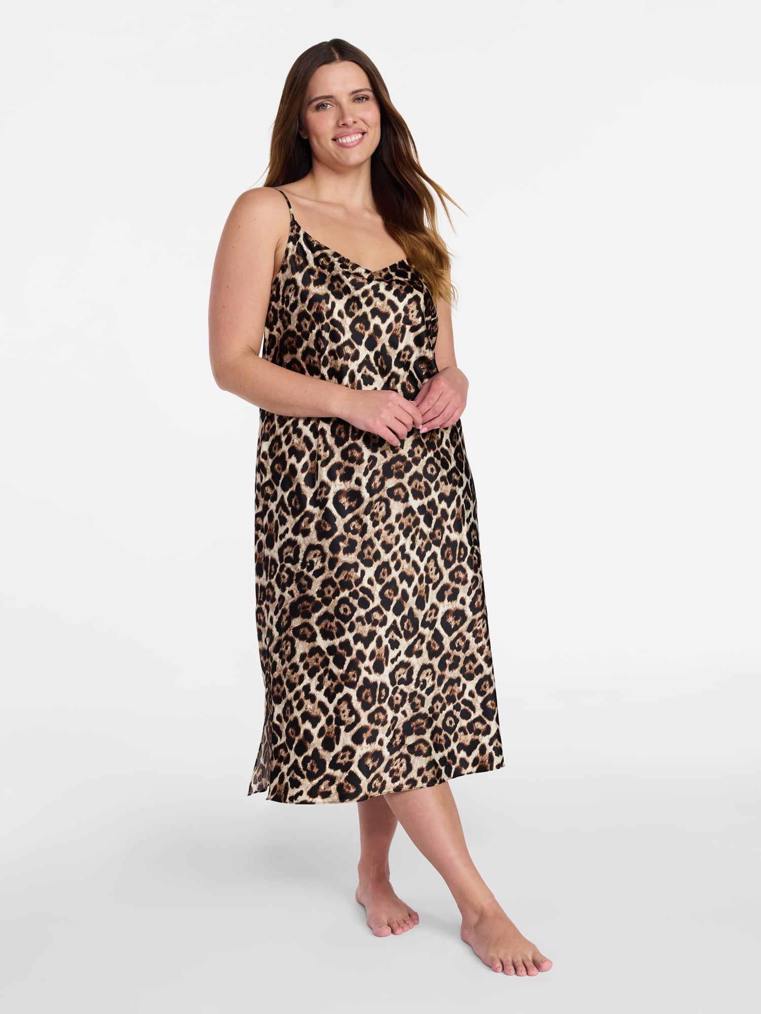 Joyspun Women’s Satin Midi Chemise, Sizes S-3X