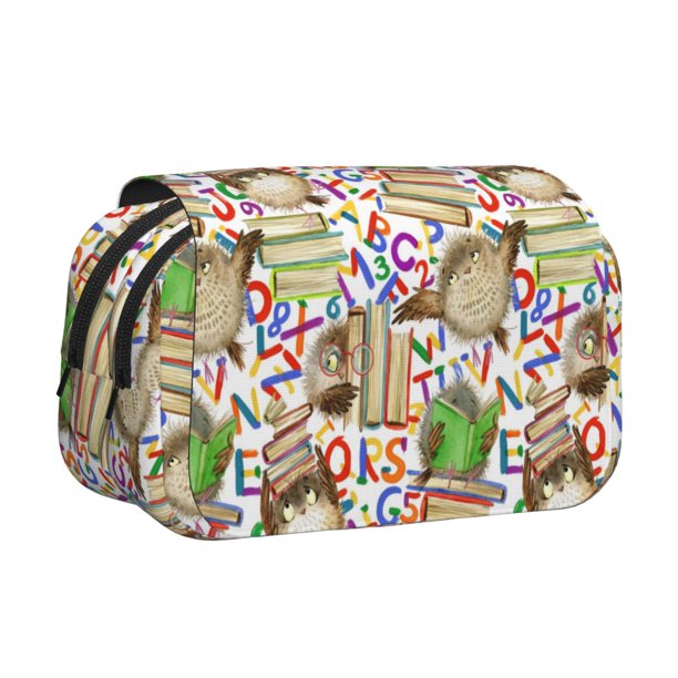 Easygdp Owl Back To School para Estuche de Lápices con Tapa Flip, Suministros de Oficina y Universidad para Adolescentes y Adultos