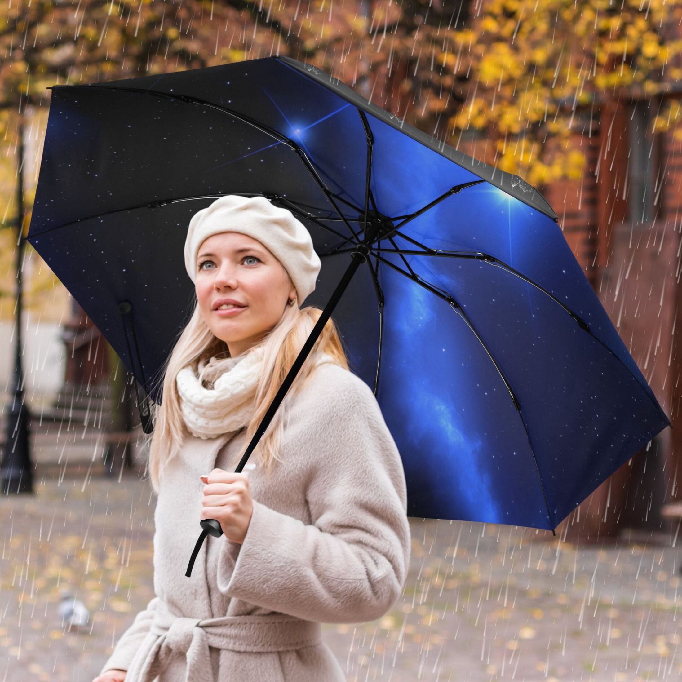 Starry Night Sky Extra Large Automatic Umbrella, UV Protection, Waterproof, Auto Open and Close