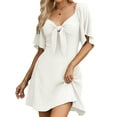 thumbnail image 4 of UVN Summer Dresses for Women Short Sleeve V Neck Midi Dress Elegant Bow Tie Beach Sundress, 4 of 9