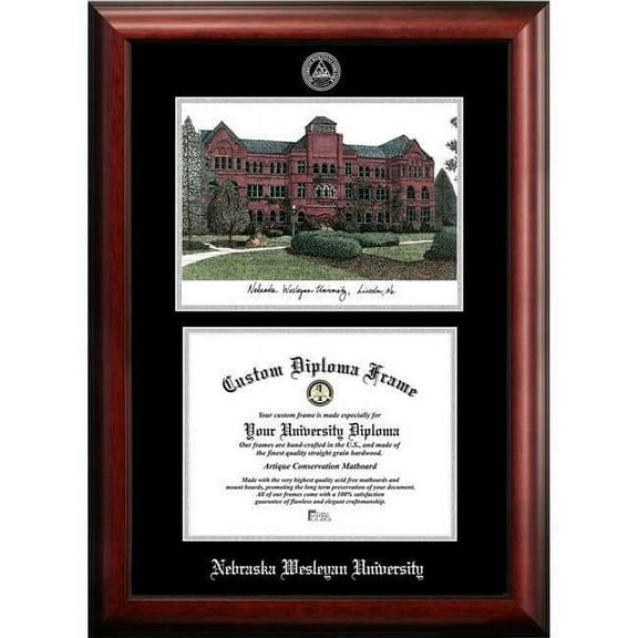 Campus Images  11 x 8.5 in. Nebraska Wesleyan University Silver Embossed Diploma Frame with Lithograph