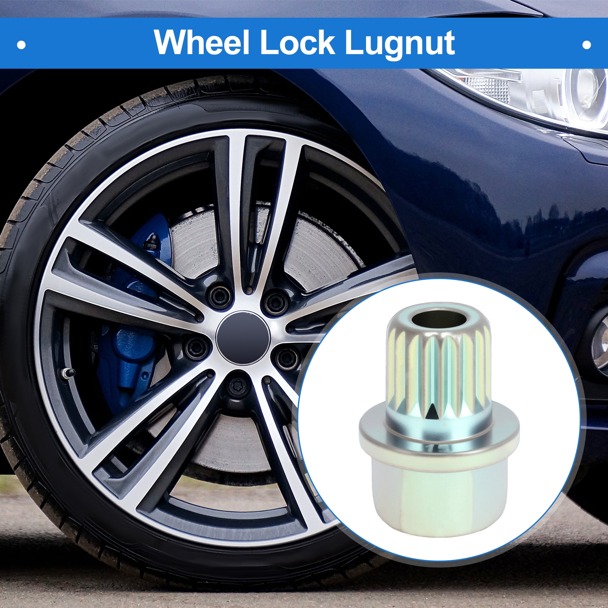 Unique Bargains Vehicle Wheel Lock Lugnut for BMW, Durable 35/19PT Galvanized Alloy Steel