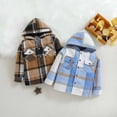 thumbnail image 3 of Penkiiy Kids Toddler Boys Girls Long Sleeve Button Down Hooded Plaid Shirt Hoodie Jacket Tops Coat Outwear Fall Clothes Blue Clearance for 5-6 Years, 3 of 10