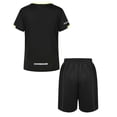 thumbnail image 2 of Nyeemya Kids Boys Girls 2 Piece Gym Workout Tracksuit Moisture Wicking Short T-shirts with Sport Black 150, 2 of 5