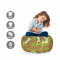 thumbnail image 2 of Orange Mandala Storage Toy Bag Chair, Ethnic Folkloric Flower Blossoms in Colorful Design on Lines, Stuffed Animal Organizer Washable Bag, Large Size, Pale Green and Multicolor, by Ambesonne, 2 of 3