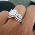 thumbnail image 4 of Anillo de compromiso de lujo europeo y americano de dos colores en oro rosa de 14 quilates con baño de diamantes microincrustados, 4 of 5