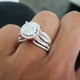 thumbnail image 3 of Anillo de compromiso de lujo europeo y americano de dos colores en oro rosa de 14 quilates con baño de diamantes microincrustados, 3 of 5