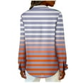 thumbnail image 5 of Giftesty Women's Fashion Loose Casual Long Sleeve Button Collar Striped Plaid Print Daily Wear Shirt, 5 of 6