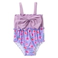 thumbnail image 3 of Jacenvly Baby Girls'One Piece Swimsuits Clearance Comfortable Cute Baby Girls Swimwear Children's Swimsuit with Ruffled Edges Flower Printed Jumpsuits Swimwear 0-6 Months Purple, 3 of 9