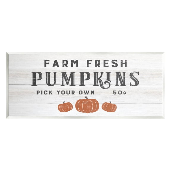 Stupell Industries Farm Fresh Pumpkins Country Sign Graphic Art Unframed Art Print Wall Art, Design by CAD Designs
